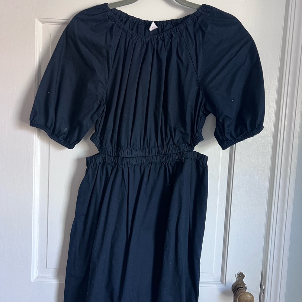 Old Navy Blue Pleated Smocked Sundress Puff Sleeve